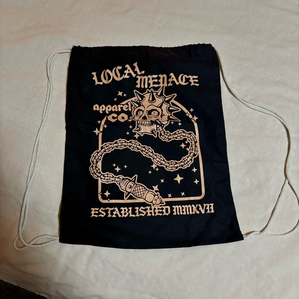 Local Menace Apparel Black Drawstring Bag